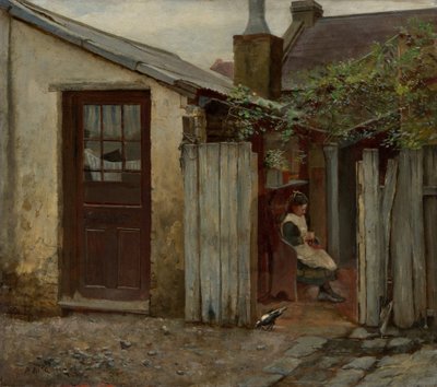 Girl with Bird at the King Street Bakery by Frederick McCubbin